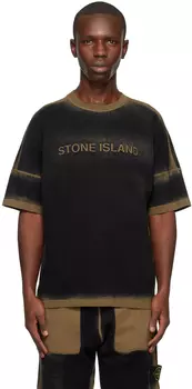 Черно-серая футболка с принтом Stone Island