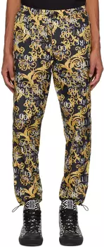 Черно-желтые брюки с принтом Versace Jeans Couture