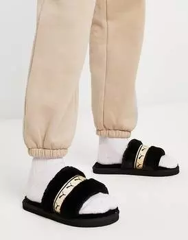 Черно-золотые шлепанцы Puma Fluff