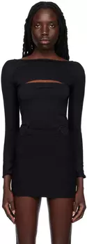 Черное боди с разрезом Wolford