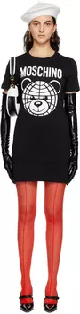 Черное мини-платье с мишкой Teddy Moschino