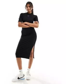 Черное платье миди Nike Essential