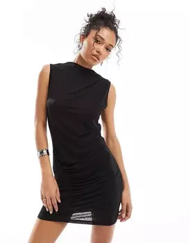 Черное платье мини из джерси со сборками Vero Moda
