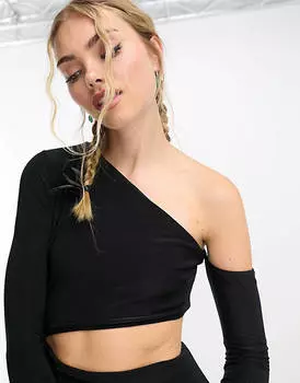 Черное платье мини с асимметричным вырезом ASOS DESIGN - BLACK