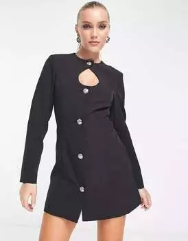 Черное платье на пуговицах с каплевидной каплей Miss Selfridge