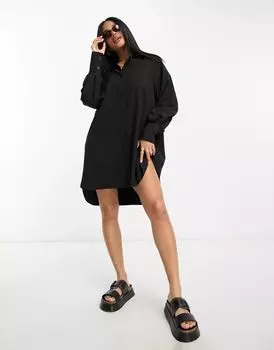 Черное платье-рубашка мини Threadbare Sheila