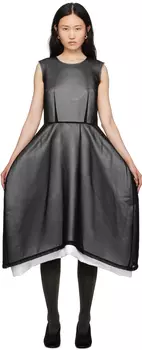 Черное плотное платье миди Comme des Garons