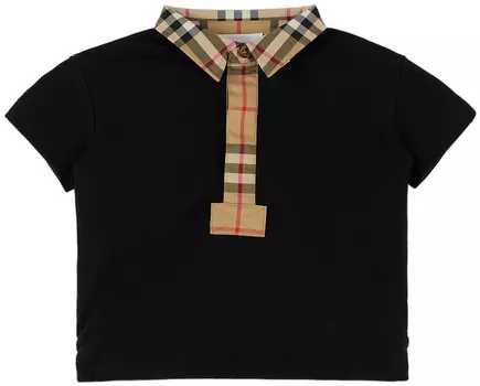 Черное поло Baby в клетку Burberry