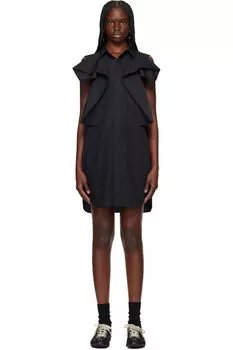 Черное поплиновое мини-платье sacai