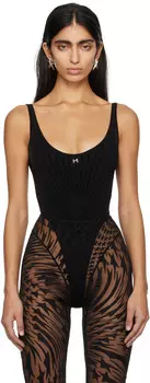 Черное спиральное боди Mugler