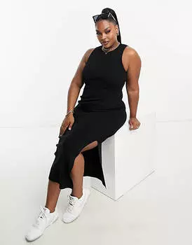 Черное трикотажное платье миди-борцовки ASOS DESIGN Curve