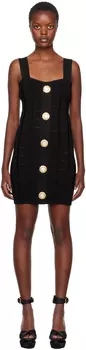 Черное жаккардовое мини-платье Balmain