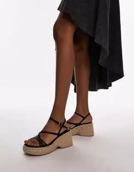 Черные эспадрильи на танкетке Topshop Wide Fit Jess