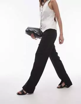 Черные базовые брюки с разрезом Topshop