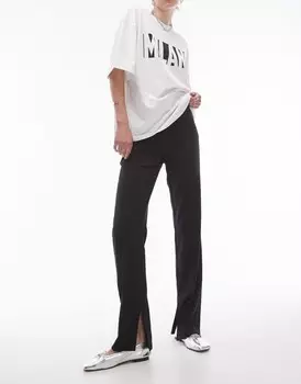 Черные базовые брюки с разрезом Topshop