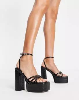 Черные босоножки на каблуке на платформе ASOS DESIGN Nate