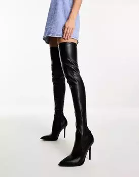 Черные ботфорты Azalea Wang Miley Stretch Signature