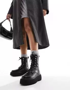 Черные ботинки на шнуровке ASOS Astrid