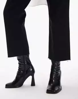 Черные ботинки-носки на платформе Topshop Hattie