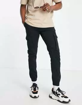 Черные брюки карго с манжетами Jack & Jones Intelligence