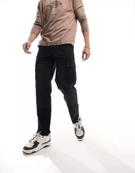 Черные брюки карго со вставками New Look