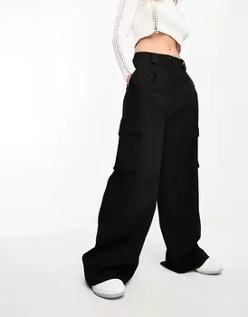 Черные брюки карго строгого кроя ASOS