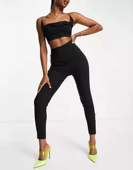Черные брюки скинни с завышенной талией ASOS DESIGN
