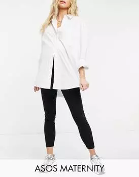 Черные брюки скинни с завышенной талией ASOS DESIGN Maternity