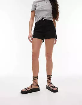 Черные джинсовые шорты Mom Comfort из эластичного материала Topshop