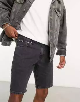 Черные джинсовые шорты прямого кроя Calvin Klein Jeans