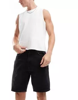 Черные джинсовые шорты Pull&Bear