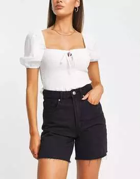 Черные джинсовые шорты Stradivarius Dad