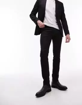 Черные фактурные брюки суперскинни Topman