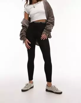 Черные фирменные эластичные леггинсы Topshop