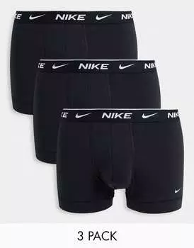 Черные хлопковые эластичные плавки из трех пар Nike