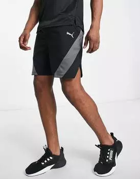 Черные и серые 7-дюймовые плетеные шорты Puma Training Fit