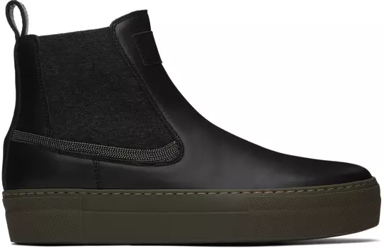 Черные кожаные ботильоны Brunello Cucinelli