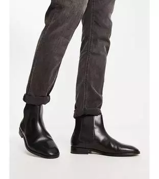 Черные кожаные ботинки челси ASOS DESIGN