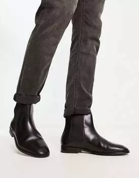 Черные кожаные ботинки челси ASOS DESIGN