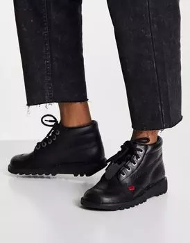 Черные кожаные ботинки на плоской подошве Kickers Kick Hi