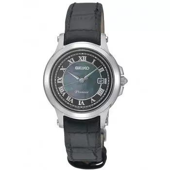 Черные кожаные часы Seiko