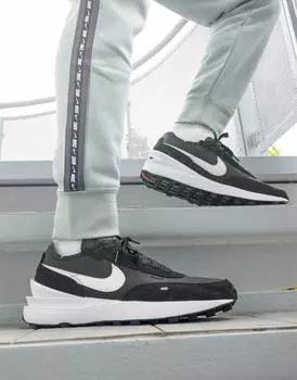 Черные кожаные кроссовки Nike waffle one
