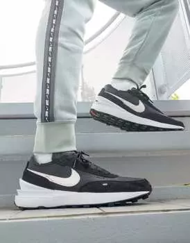Черные кожаные кроссовки Nike waffle one