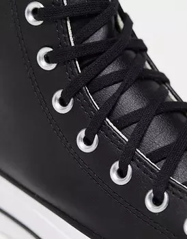 Черные кожаные кроссовки с завышенной талией Converse Chuck Taylor All Star