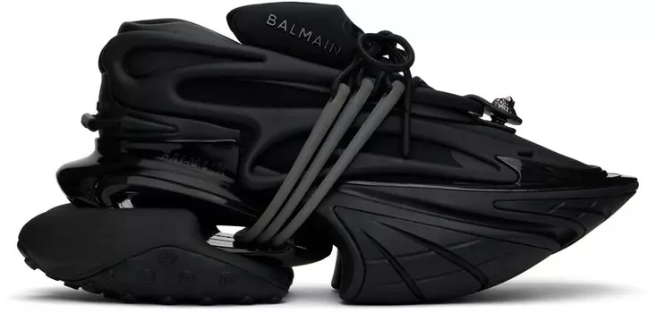 Черные кожаные кроссовки Unicorn Low-Top Balmain