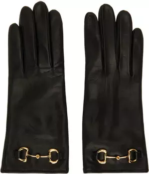 Черные кожаные перчатки с узлом Gucci