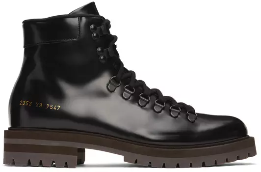 Черные кожаные походные ботинки Common Projects