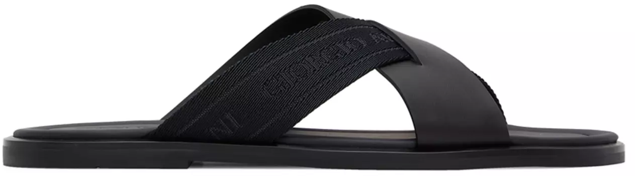 Черные кожаные сандалии Giorgio Armani
