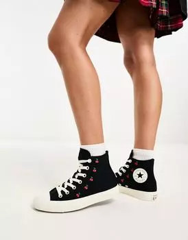 Черные кроссовки Converse Chuck Taylor All Star с вышивкой вишни