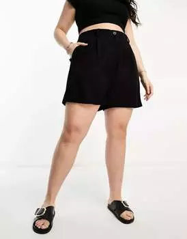Черные льняные шорты ASOS Curve Dad